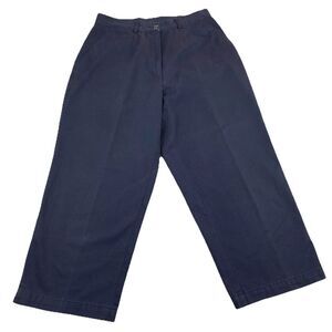 L.L. Bean Women's Cropped Capri Pants Trousers Size 10 Cotton Casual Navy‎ Blue